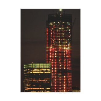 World Trade Center lit up in Red Close Up Stretched Canvas Prints