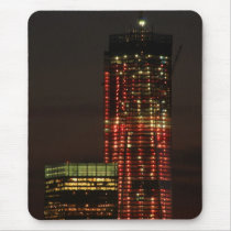 World Trade Center lit up in Red Close Up