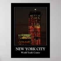 World Trade Center lit up in Red Close Up