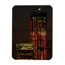 World Trade Center lit up in Red Close Up