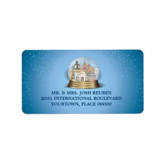 World Travel Snow Globe Return Address Custom Address Label