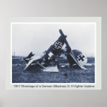 World War 1 Wreckage of a German plane posters