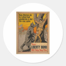 World War 2 Print Spanish 1917 Round Sticker