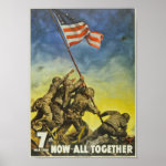 World War II Flag Raising Poster