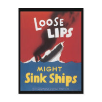 World War II Loose Lips Postcard by worldwar2gifts World War II Loose Lips Postcard