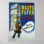 World War II poster - Salvage Waste Paper