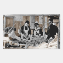 World War One Army Nurse and Staff with Patient Rectangular Stickers