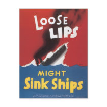 World War Postcards, Loose Lips Sink Ships!