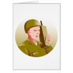 world war two soldier talking walkie talkie radio greeting cards