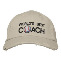 Worlds Best Baseball Coach embroidered hats
