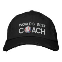 Worlds Best Baseball Coach embroidered hats