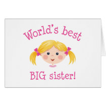 Worlds best big sister - blond hair card
