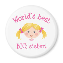 Worlds best big sister - blond hair fridge magnets