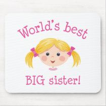 Worlds best big sister - blond hair mouse pad