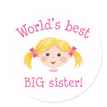 Worlds best big sister - blond hair sticker