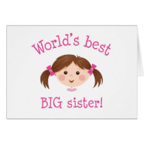 Worlds best big sister - brown hair cards