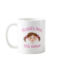 Worlds best big sister - brown hair coffee mug