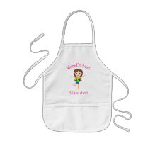 World's best big sister brown haired cartoon girl aprons