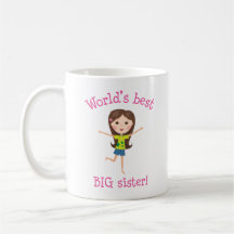 World's best big sister brown haired cartoon girl coffee mug