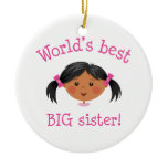 Worlds best big sister ornament - black girl
