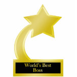 World's Best Boss, Gold Star Award Trophy Photo Sculpture