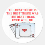 world's best card player round sticker