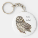 World's Best Dad, Owl, Bird Key Chain