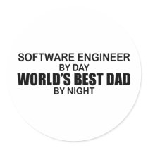 World's Best Dad - Software Engineer Round Stickers