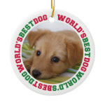 World's best dog green red paw pet custom photo ornaments