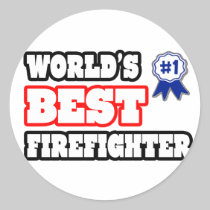 World's Best Firefighter Round Sticker
