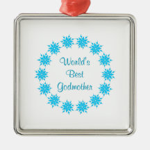 World's Best Godmother (blue) Christmas Tree Ornament