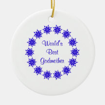 World's Best Godmother (dk. blue) Christmas Tree Ornaments