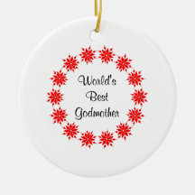 World's Best Godmother (red) Christmas Ornament