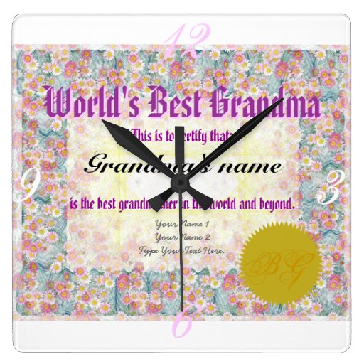 World's Best Grandma Award Certificate Clock Zazzle