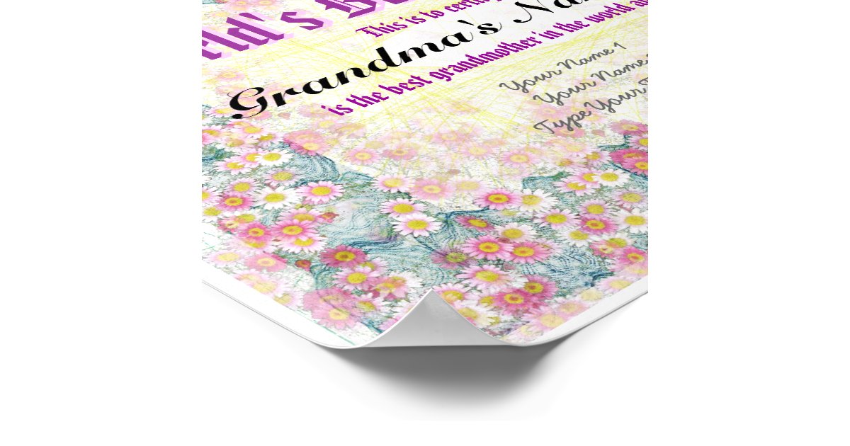 World's Best Grandma Award Certificate Print Zazzle