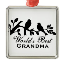 World's Best Grandma sparrows silhouette branch Ornament