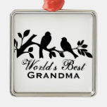 World's Best Grandma sparrows silhouette branch Ornament
