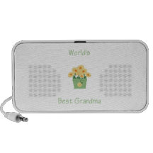 world's best grandma (yellow flowers) iPod speakers