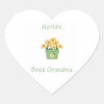world's best grandma (yellow flowers) heart sticker
