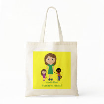 World's Best Kindergarten Teacher Cute Cartoon Canvas Bags