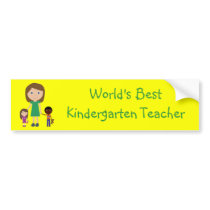 World's Best Kindergarten Teacher Cute Cartoon Bumper Stickers