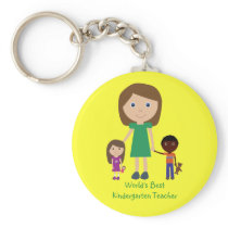 World's Best Kindergarten Teacher Cute Cartoon Key Chains