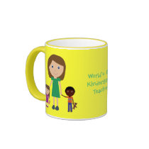 World's Best Kindergarten Teacher Cute Cartoon Coffee Mugs