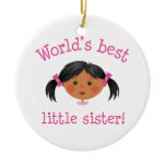 Worlds best little sister ornament - black girl