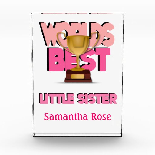 Worlds Best Little Sister Pink Personalized Award | Zazzle