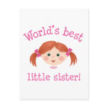 Worlds best little sister - red haired girl post cards