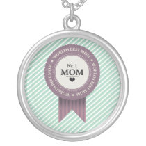 WORLDS BEST MOM BADGE PURPLE PENDANTS
