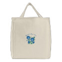 World's Best Mom  Blue Sweet Pea Tote Bag embroidered bags