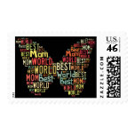 World's Best Mom Butterfly Text Stamp Postage