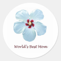"World's Best Mom" Hibiscus Flower Stickers